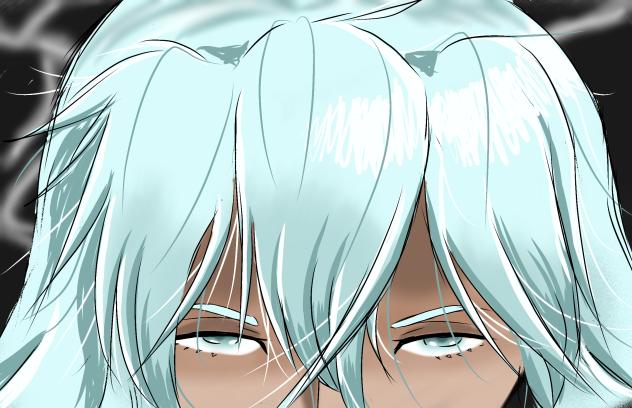 Second part of the blue haired girl