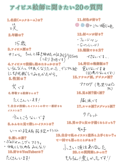 #アイビス絵師に聞きたい20の質問