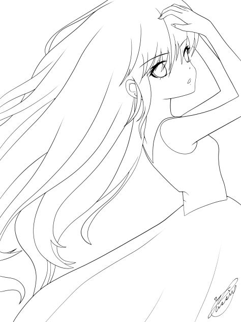 Let my hair flutter（線画）