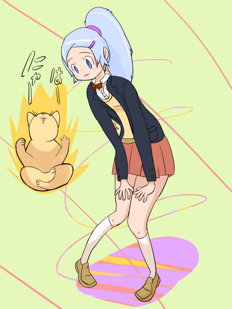 Sayan cat and schoolgirl