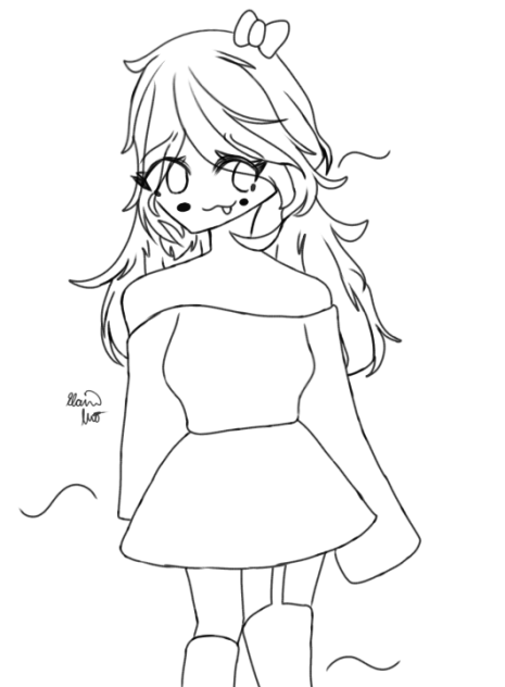 A Little Cute Girl Lineart