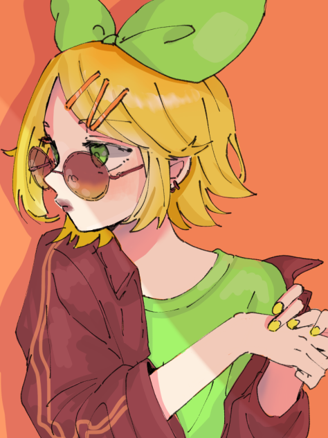 塗り絵 鏡音リン線画