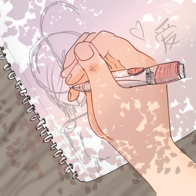 Hand + notebook drawing - ibisPaint