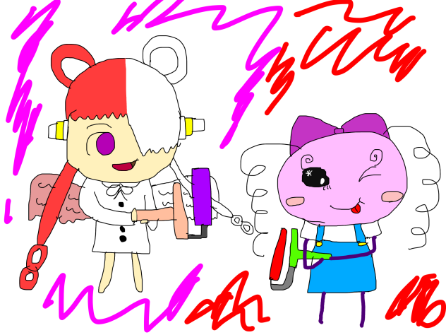 スプラトゥーンをするウタとまきこ