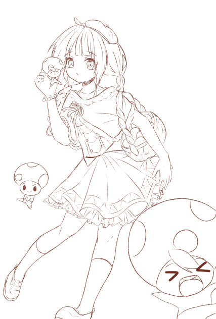 きのこちゃん( ˊ̱˂˃ˋ̱ ) 塗り絵
