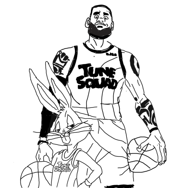 trace Lebron and bugs bunny drawing