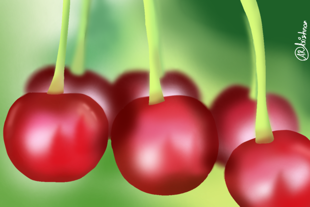 How to draw  Cherries 🍒
