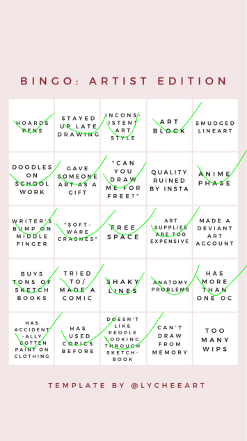 Artist bingo