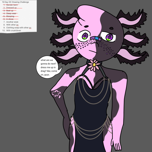 10 day oc challenge day 6 - in a dress