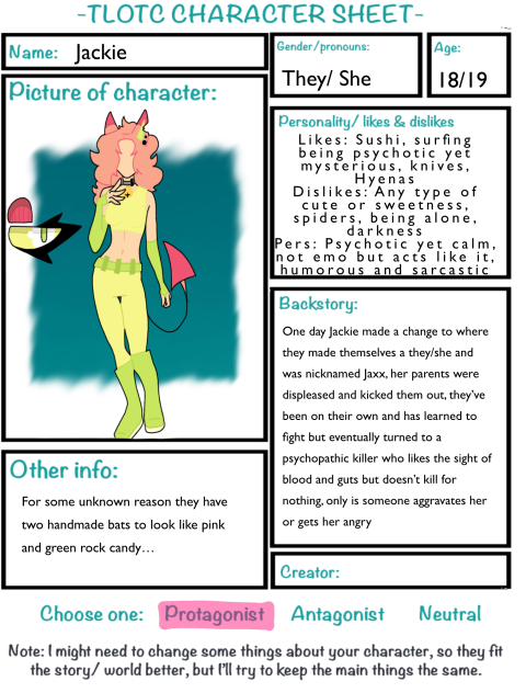 Jackie Character Sheet