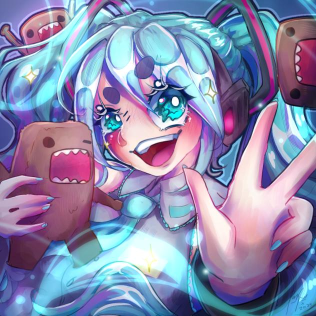 hatsune Miku×domo (art trade)