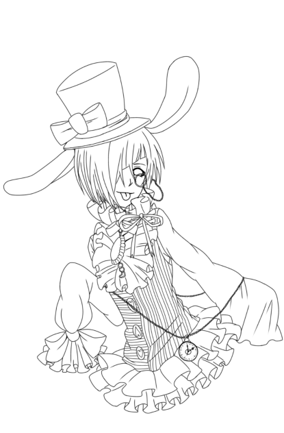 不思議の国 うさぎ 線画