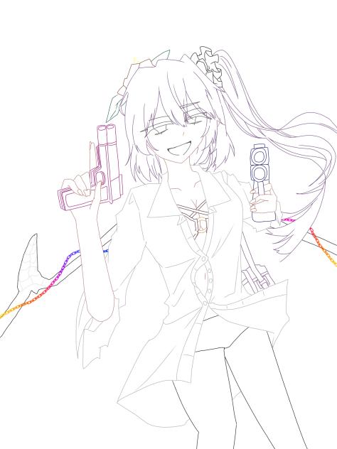 水着秘封フラン線画