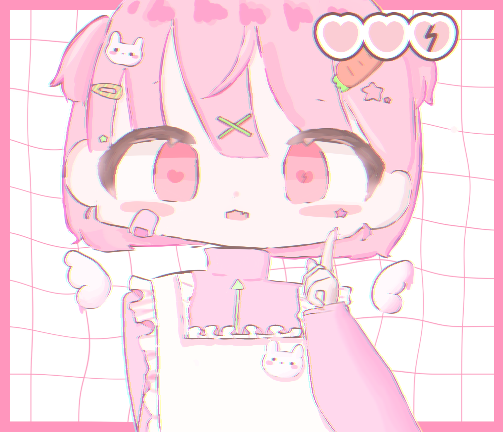 ホ*ビ様 手描きイラスト　ピンク 変な生き物 パンyummy♡ ピンク系 ラブリー 手描きイラスト イラスト