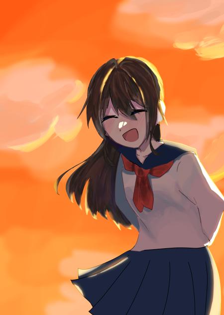 夕焼けに