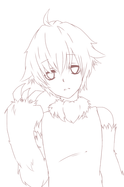 手描きイラスト ミニ色紙 オリジナル 角 男子 女の子 獣 ペン画 獣人線画 - ibisPaint