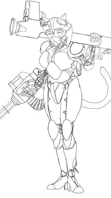機械的猫娘 戦闘仕様 線画ver