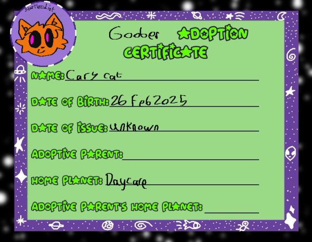 Goober adoption certificate