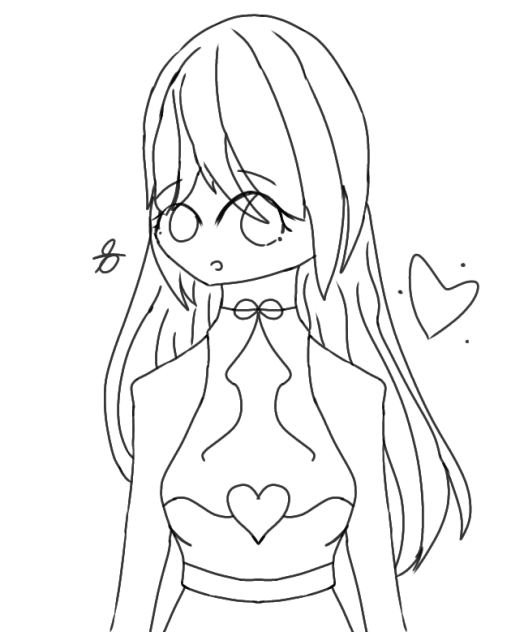 A Nice girl with sliky nice hair Lineart