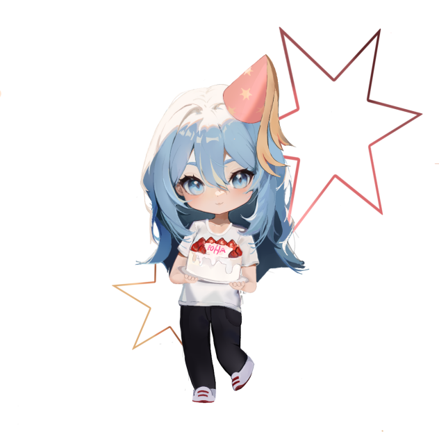 The girl is celebrating her birthday! 🩵🍰