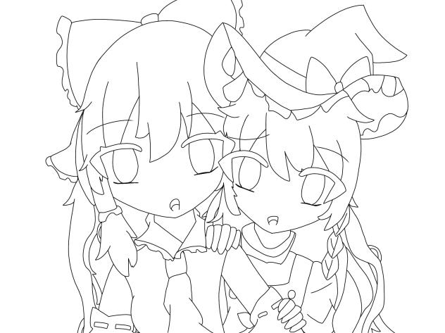 レイマリの線画！