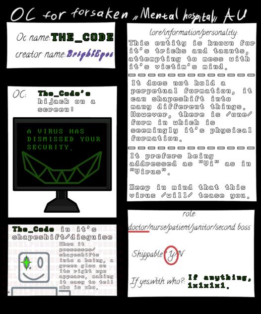 Forsaken Mental Hospital AU Oc!!