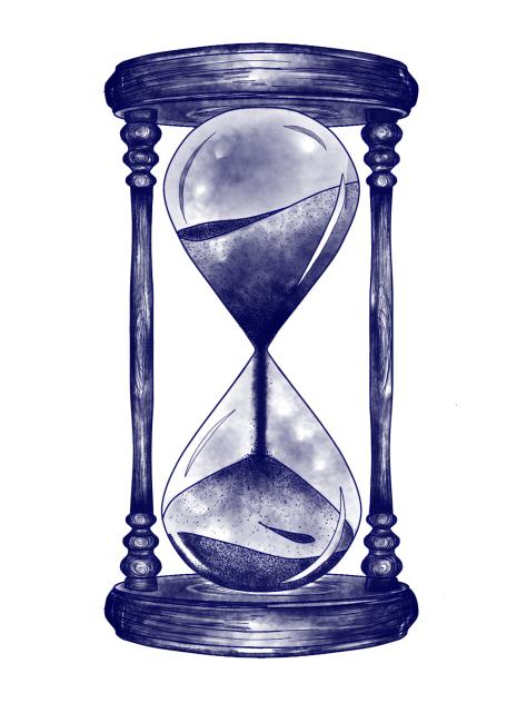 Blue ink hourglass