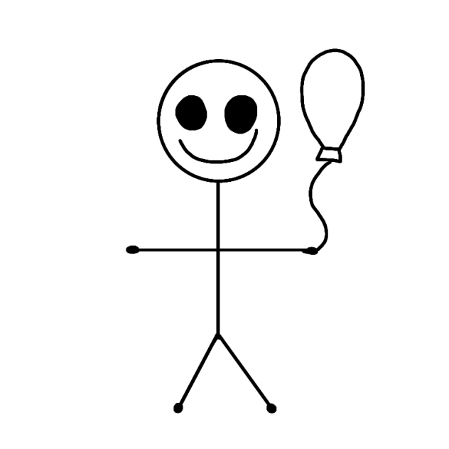 Creepy stick person with balloon