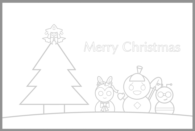 クリスマスカード（雪だるま）ぬり絵