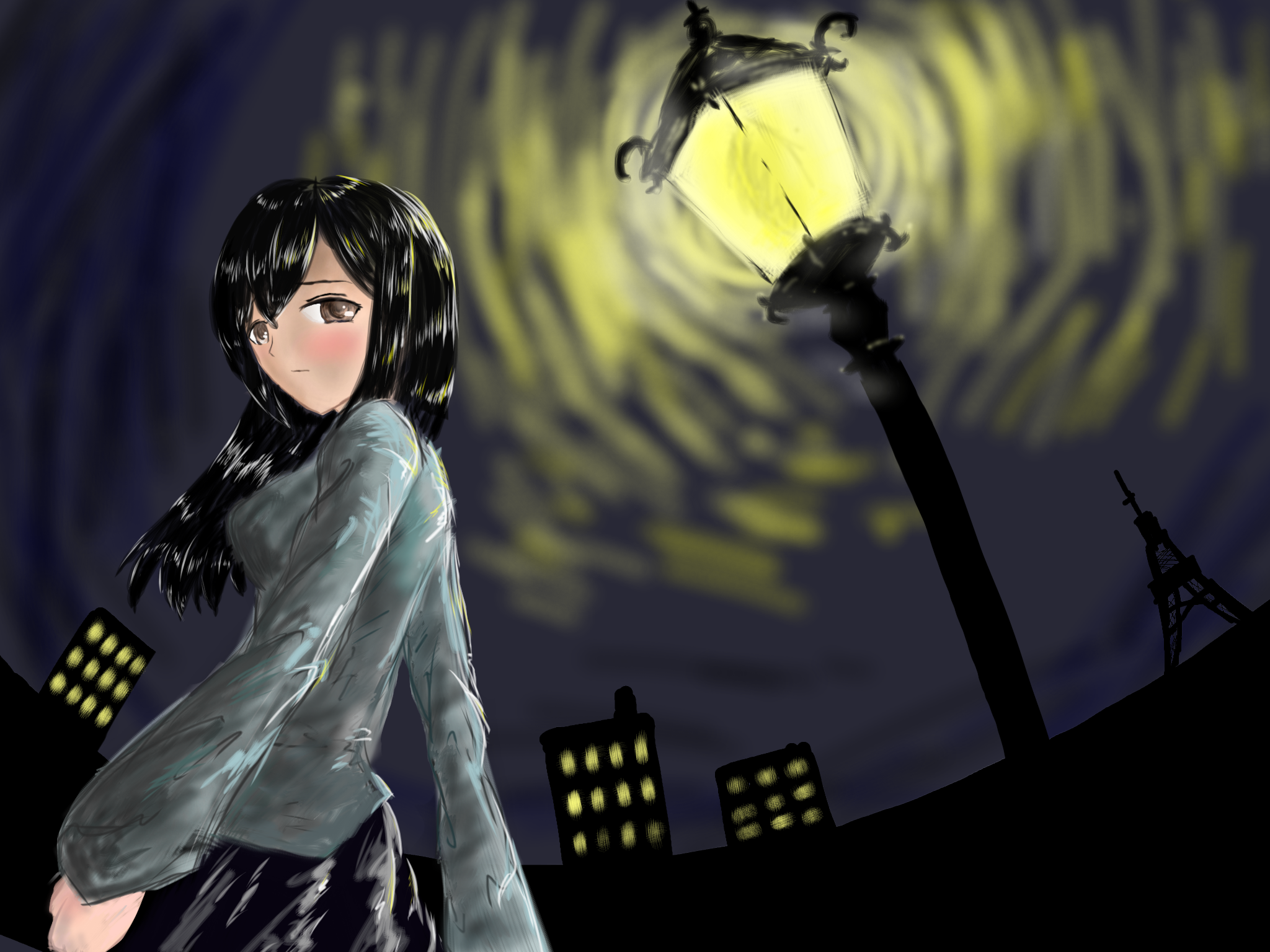 街灯の下で - ibisPaint