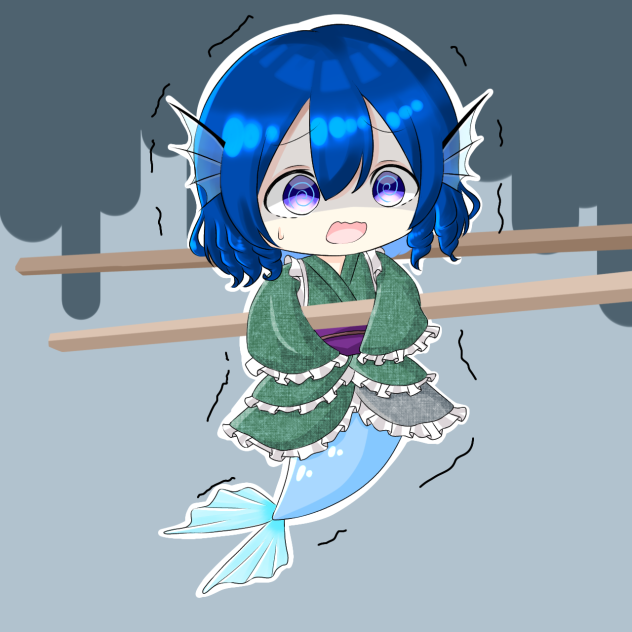 箸に掴まれるわかさぎ姫