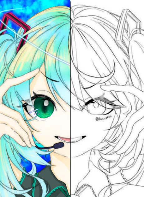 フリー線画に色塗ってみた3