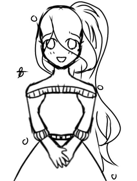 A Girl with a Long Ponytail Sketch