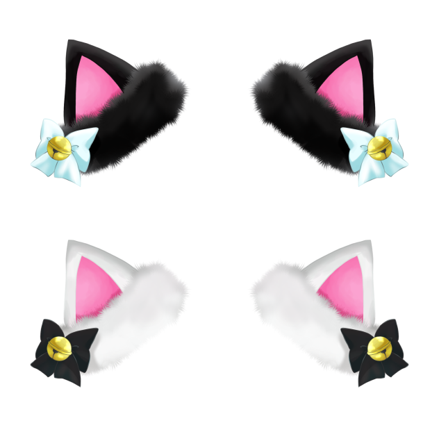 ねこみみピン(黒・白)