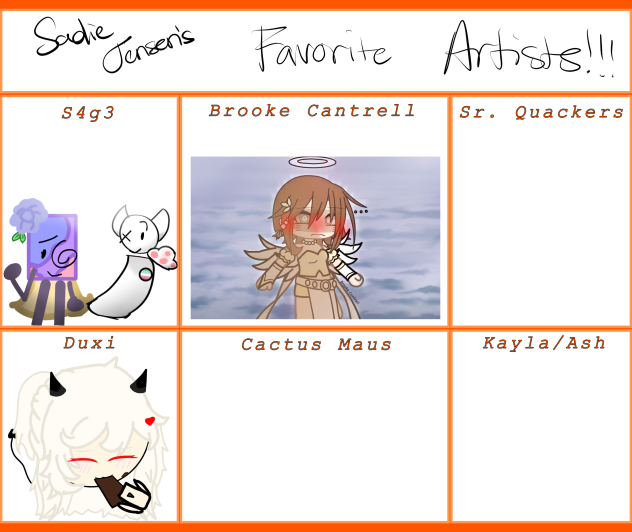 Sadie Jensen’s Favorite artists!!!