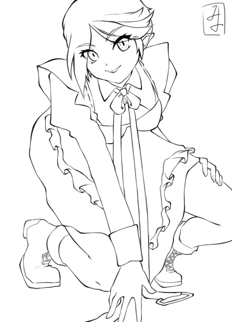 メイドちゃん　ぬり絵
