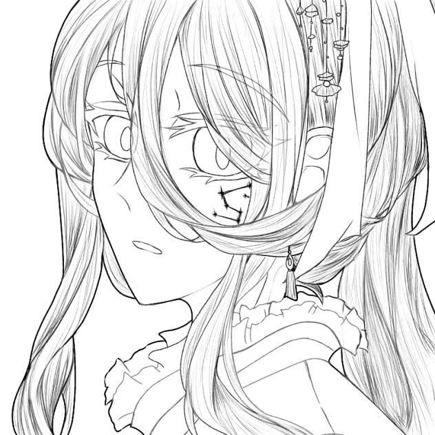 자캐 '라하'를 색칠공부용으로 그려보았습니다