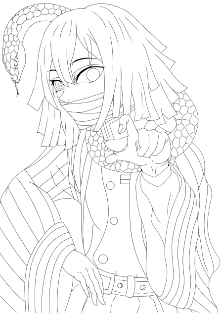 伊黒小芭内&鏑丸(線画)