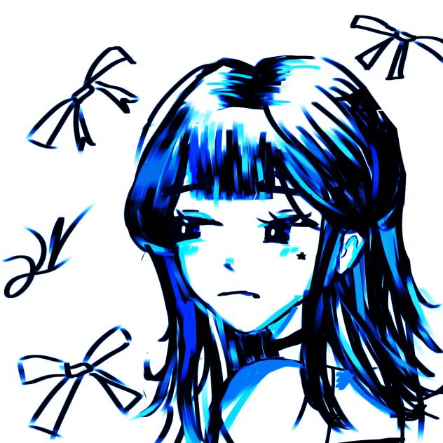 Blue Gradient Girl  🩵 💙 🖤 🎀