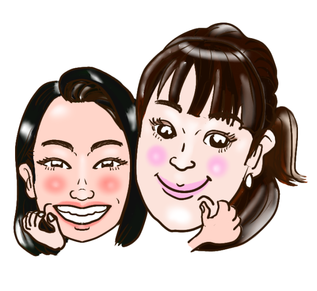 似顔絵　「エール」より、音と吟、二階堂ふみ、松井怜奈