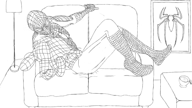 くつろぎスパイディ線画