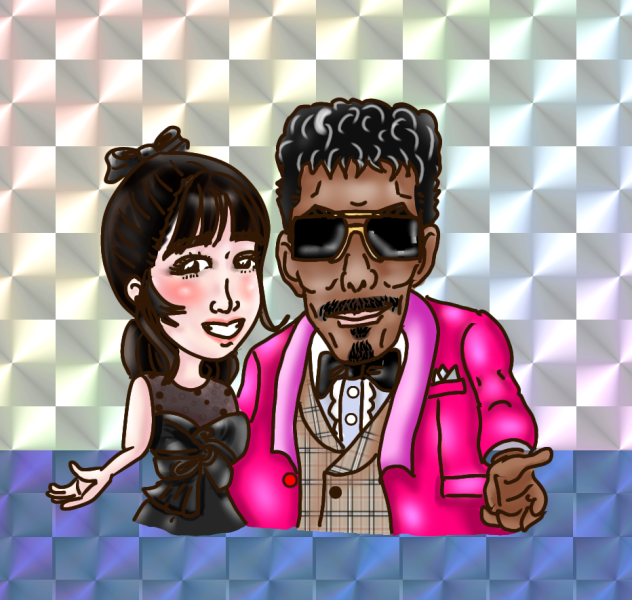似顔絵　鈴木雅之・鈴木愛理　W鈴木