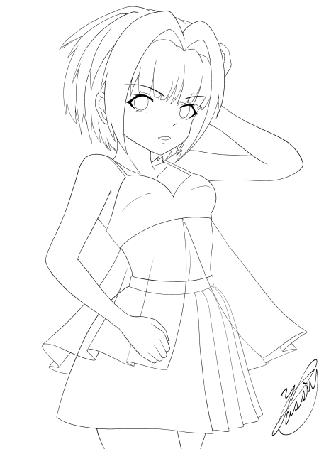 Summer and the Girl（線画）