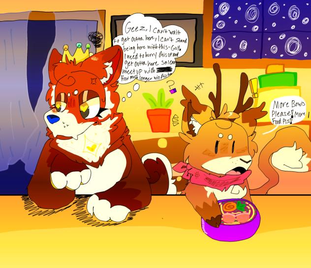 🧣🦌They’re getting along!!!🐕👑