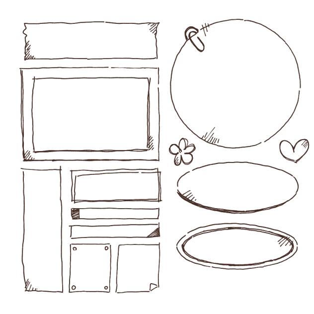 ペン画風ミニ付箋セット(透過)