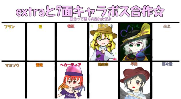EXTRAと7面キャラボス合作やってみました！(ZUN絵風？)