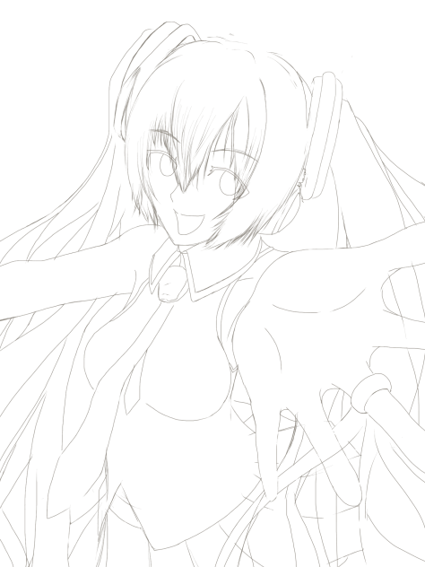 【線画】初音氏
