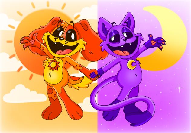 Dogday & Catnap 💜🧡🌙☀️🐈🐶