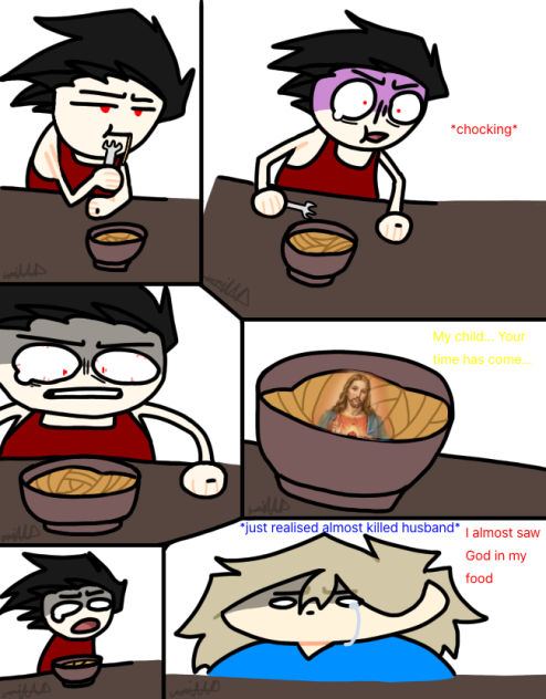 Tobias c h o c k i n g o n n o o d l e s