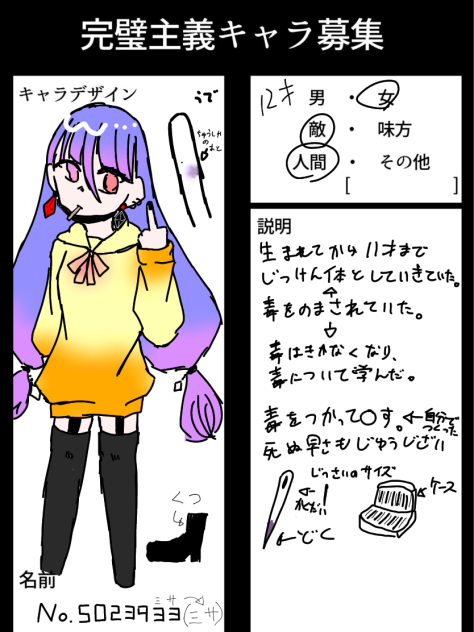完璧主義キャラ募集参加